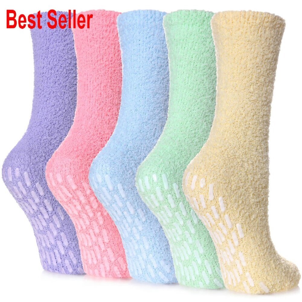 Non Slip Fuzzy Grip Socks Cozy Warm Winter Sleep Slipper Socks with Grips